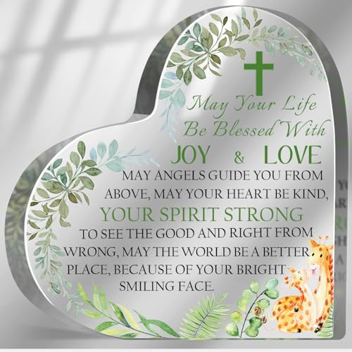 Baptism Gifts for Girls Boys, Christian Gifts for Newborn, Inspirational Bible Verse Decor for Home Office, Religious Christening Confirmation Nursery Decor Sign - style: Baptism Sign 020