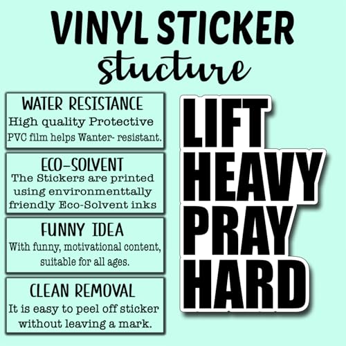 (3Pcs) Lift Heavy Pray Hard Sticker Christian Inspirational Decals Decorate Books Laptop Phone Water Bottles Kindles Tumbler Waterproof Vinyl Stickers 2,2 x 3 Inch - color: Lift Heavy Pray Hard