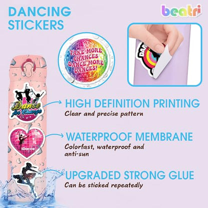 BEATRI Dancing Stickers Waterproof Vinyl 50Pcs Pink Dancer Decor - color: Dancing Stickers