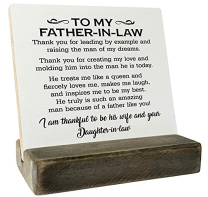 Wooden 'Dear Dad, I Love You' Plaque with Stand, Meaningful Gift for Father or Father-in-Law - color: To My Father-In-Law 01