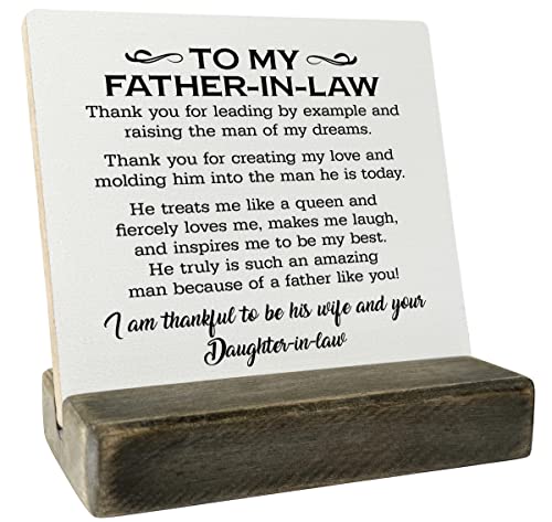 Wooden 'Dear Dad, I Love You' Plaque with Stand, Meaningful Gift for Father or Father-in-Law - color: To My Father-In-Law 01