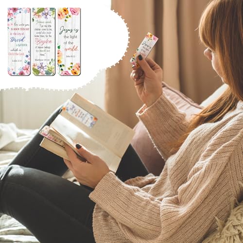 Chinco 30 Pcs Magnetic Christian Bookmarks - Bible Verse Inspirational Scripture Page Clips, Religious Prayer Bookmarks for Women, Kids, Teachers, Church Supplies & School Gifts(Flower) - style: Flower
