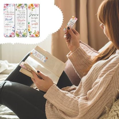 Chinco 30 Pcs Magnetic Christian Bookmarks - Bible Verse Inspirational Scripture Page Clips, Religious Prayer Bookmarks for Women, Kids, Teachers, Church Supplies & School Gifts(Flower) - style: Flower