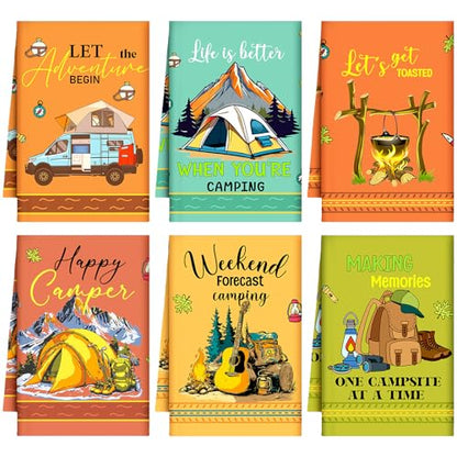 Boyiee 6 Pcs Camping Kitchen Towels Absorbent Dishcloths - color: Colorful Camping