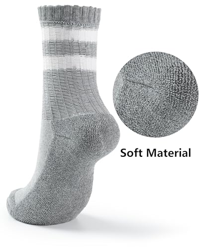 BomKinta Womens Striped Crew Socks Retro Above Ankle Cotton Sock Size 5-10 - color: 3 Pairs-black White Grey