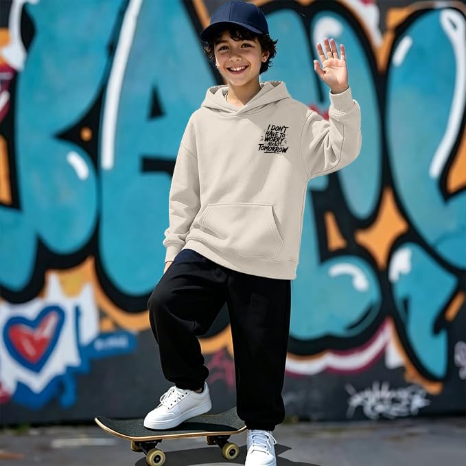 Boys Christian Inspirational Faith Graphic Pullover Hoodie - color: Apricot, size: 7-8 Years