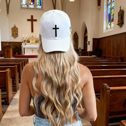 3D Embroidered Christian Hat for Men & Women, Jesus Faith Cross Hat, Religious Gifts for Christians Clothes - color: Cross-white