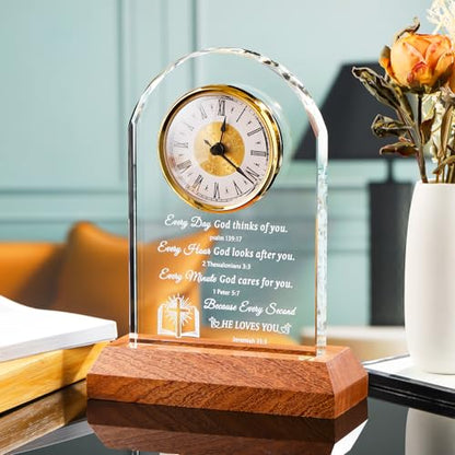 Arikyrist Glass Clock Christian Gifts for Women Men Spiritual Gift Idea - color: God