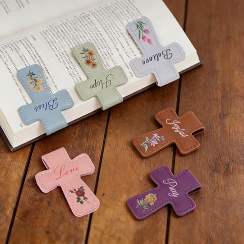 2 Pcs Bible Magnetic Leather Bookmarks - Double-Sided Christian Cross Leather Page Clips, Religious Easter Verse Gift for Women Men Students Teachers Book Lovers, Father's Day Reading Supplies - style: 2 Pcs