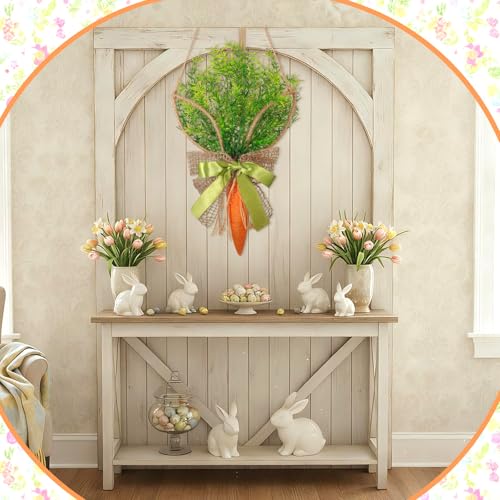 Cinnvoice Easter Carrot Wreath Artificial Front Door Wreath - style: Easter Carrot
