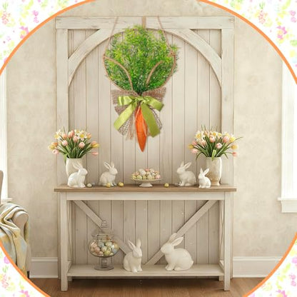 Cinnvoice Easter Carrot Wreath Artificial Front Door Wreath - style: Easter Carrot