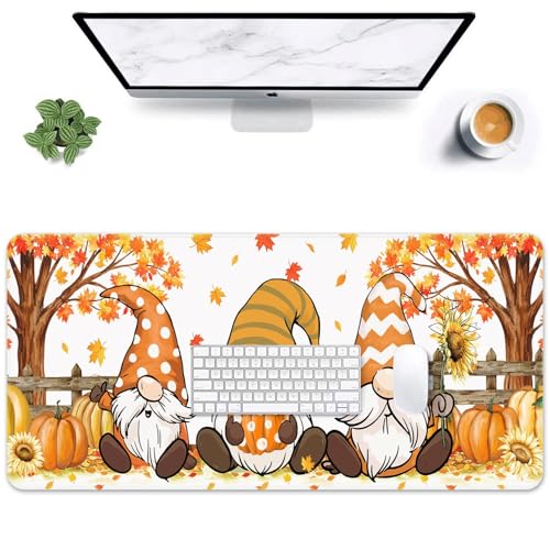 Britimes Large Mouse Pad, Mouse Pad, 31.5 x 15.7 Inch, Polka Dot Pumpkin - color: Fall Gnome