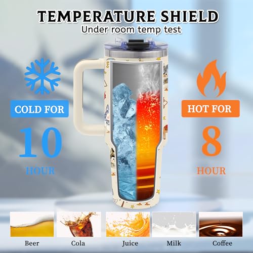Gifts for Women, 40oz Duck Tumbler with Handle & Straw - color: Duck-Beige