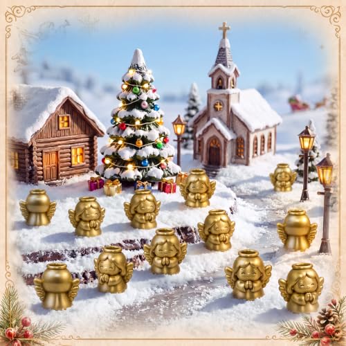 Civaner 50 Pcs Mini Brass Color Angel Figurines, Miniature Small Angels - style: Angel