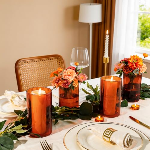 TBWIND 12pcs 6 Inch Amber Glass Cylinder Vases for Centerpieces - size: 12 Pack 6 Inch - Amber