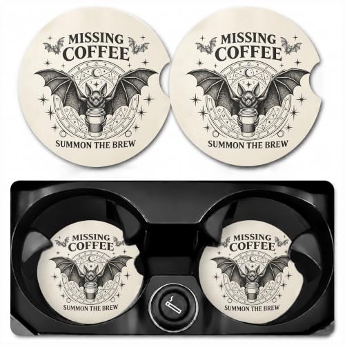 Car Coasters for Cup Holders, Witchy Bat Car Coasters Set of 2, B20 - color: Bat