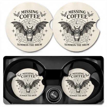 Car Coasters for Cup Holders, Witchy Bat Car Coasters Set of 2, B20 - color: Bat