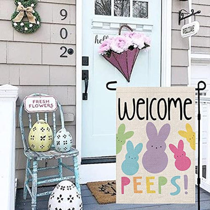 Welcome Easter Garden Flag Double Sided Vertical 12×18 Inch Bunny Banners Spring Yard Outdoor Farmhouse Decoration DF019 - size: 12" X 18"