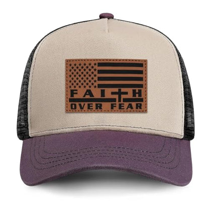 Jesus Hat Christian Gifts for Men American Flag Hats Faith Over Fear Hat Fathers Day Christmas Birthday Gifts for Friend - color: Burgundy