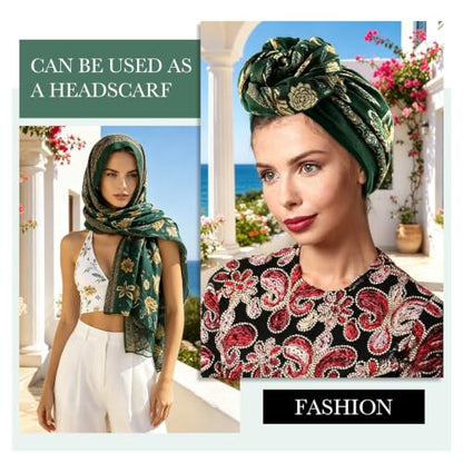 GERINLY Lightweight Scarves Fashion Print Cotton Feel Scarf for Women Shawl - color: Darkgreen