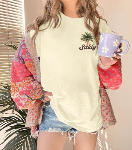 ASTANFY Oversized Tshirts for Women: Deserve Day Shirt Funny Skeleton Shirts Casual Oversized Graphic Tees Tops - color: Apricot3, size: Medium