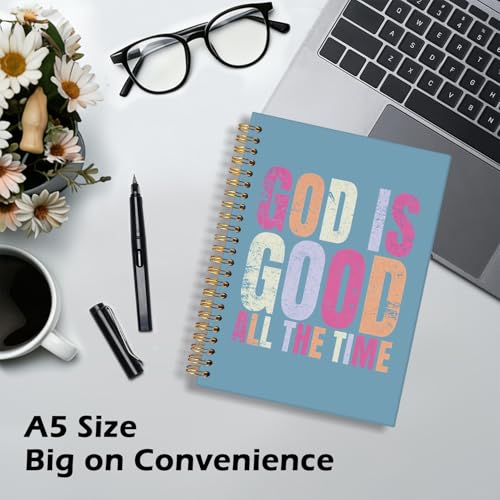 CFFJLHN God Is Good Journal Notebook, Christian Gifts for Women, Prayer Journal for Women & Men, Church Notes Journal, Scripture Hardcover Spiral Notebook 5.5x8.3 in - color: 17