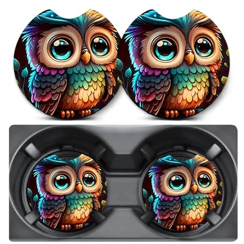 2 Pack Owl Car Coasters for Cup Holder,Neoprene Anti Slip Mat - color: Owl