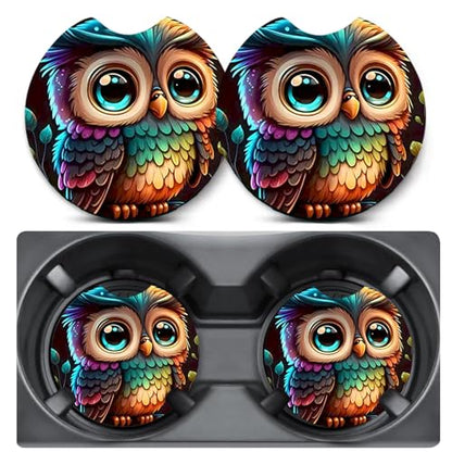 2 Pack Owl Car Coasters for Cup Holder,Neoprene Anti Slip Mat - color: Owl