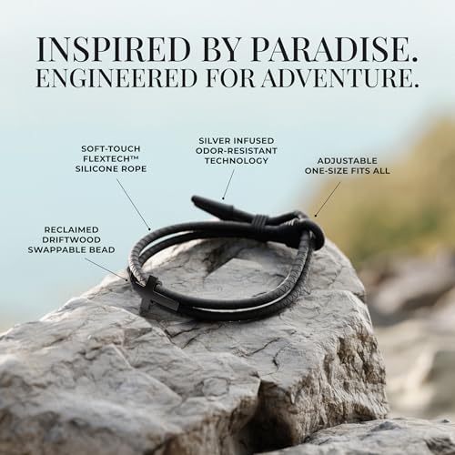 Rowdy Parrot FlexTech Adjustable Silicone Braided Rope Bracelet for Men - Waterproof, Sweatproof, One Size Fits All - Featuring Religious Christian Jesus Cross Design - color: Black Sand | Black Lagoon