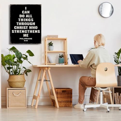 Philippians 4:13 Wall Art for men - I Can Do All Things Through Christ Who Strengthens Me - Christian Inspirational Posters for Office, Man Cave, Gym - Motivational & Spiritual Gifts for christians,pastor A-431 - color: Christian Gifts for men, size: 12"W