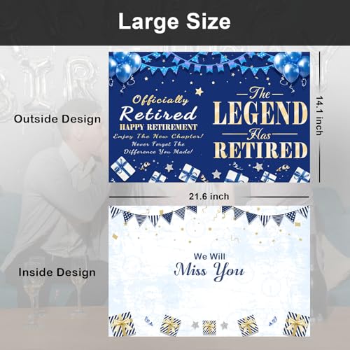 Large Retirement Card Signing, Big Giant Retirement Guest Book, Blue Gold - style: Retirement-Blue Gold