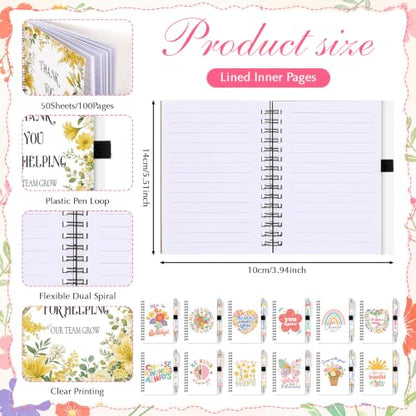 Resurhang 24 Sets Inspirational Spiral Notebook with Pens - style: Flower