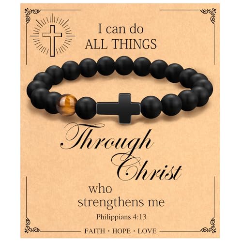 Christian Grandparents-Day Gifts for Men, Religious Cross Bracelet for Him - style: I can do all things