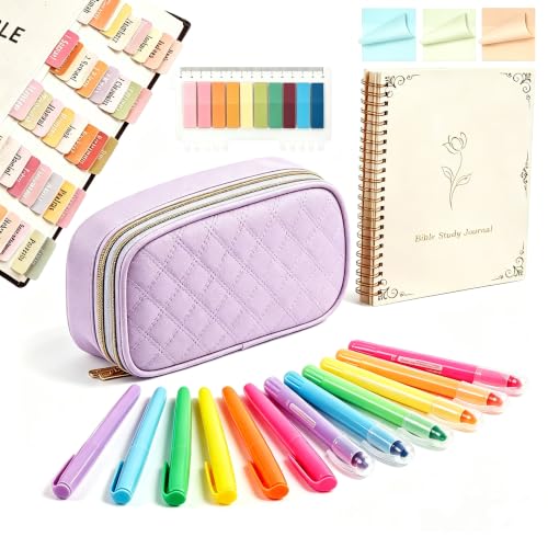 BellaHold Bible Journaling Kit for Women, Bible Study Supplies with Tabs - color: Purple