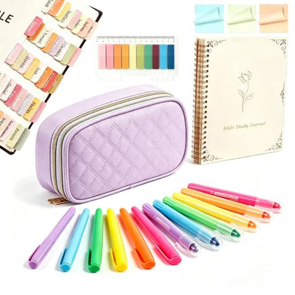BellaHold Bible Journaling Kit for Women, Bible Study Supplies with Tabs - color: Purple