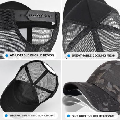 Black Baseball Cap Snapback hat for Men Snap Pack Hip Hop Mens Hat - color: Camouflage