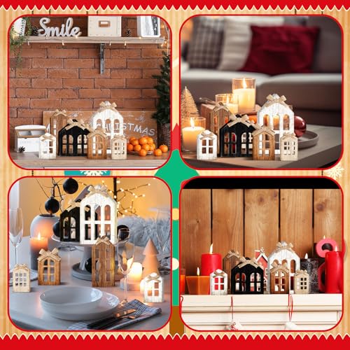 Yuntau 6 Pcs Christmas Table Decoration Wood Table Centerpiece, Window Pane - style: Window Pane