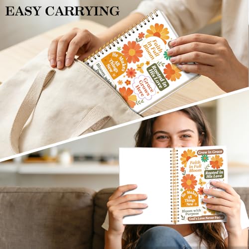 ERHACHAIJIA Grow in Grace Faith in Full Bloom Spiral Notebooks for Women - color: White-orange