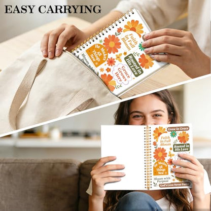 ERHACHAIJIA Grow in Grace Faith in Full Bloom Spiral Notebooks for Women - color: White-orange