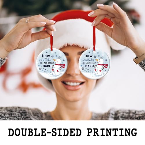 Funny Snowman Ornaments - Ceramic Ornament Decor for Christmas Tree - Exchange Gifts with Friends, Families, Neighbors, Coworkers - How Snowflakes are Made Gag Gift - color: Decor