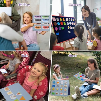 CHEFAN Foldable Felt Board with Felt Shape and Color Matching Game Set for Toddlers