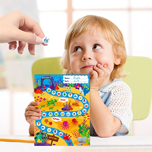 40 Pack Incentive Chart, 2 Adorable Designs with 1078 Stickers Classroom Teaching/Reward/Family Using for Kids Homework Assignments, Attendance, Positive Behavior, Chores, Potty Training Progress - style: Farms and oceans