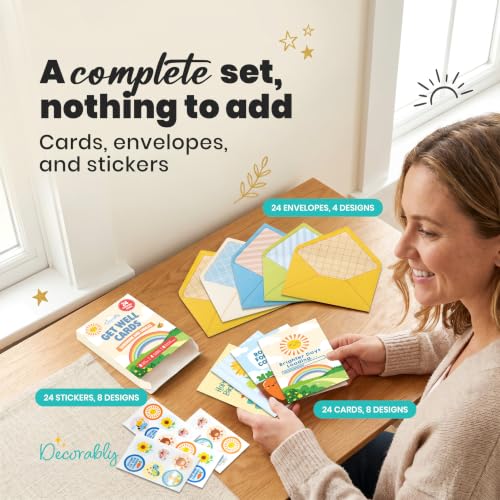 Decorably 24 Pack 4x6in Vibrant Friends Get Well Cards with Envelopes