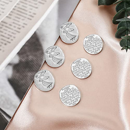 Sureio 6 Sets Guardian Angel Pocket Coins with Faux Leather Keychain