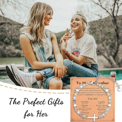 Christian Gifts for Women Girls, Religious Cross Bracelet - color: Godmother