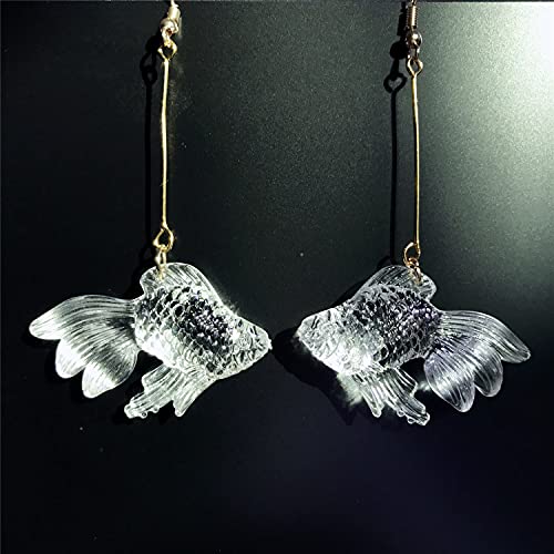 Funny Cute Long Transparent Resin Goldfish Dangle Drop Earrings Creative Chic Personalized Simulation Fish Earrings for Women Statement Jewelry Gifts - color: White