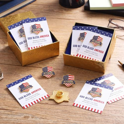 Quelay 30 Sets Veteran Pins Bulk with Cards United States Veterans Patriotism Pin Lapel for Veterans Gifts Soldier Appreciation Clothes Backpacks Hats - style: Veterans Patriotism