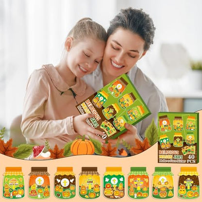 CY2SIDE 40PCS Fall Religious Pumpkin Jar Face Sticker for Kid Sunday School - style: Fall YS Jar