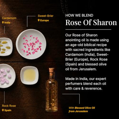 Rose of Sharon & Frankincense & Myrrh Anointing Oil Pack | Blessings from The Holy Lands | Blessed from Jerusalem | Christian Gifts | Biblical Spices | 2 x 9ml Each