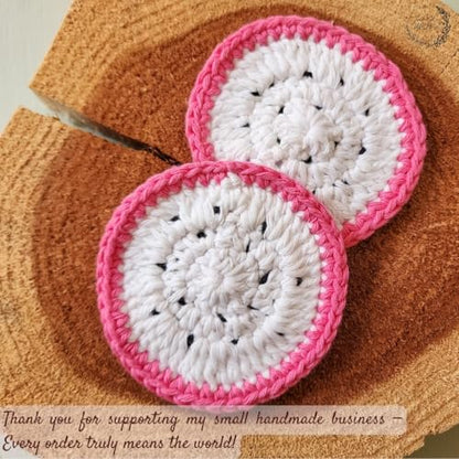 Cotton Crotchet Fruit Car Coaster Set (Dragon Bloom) - color: Dragon Pop